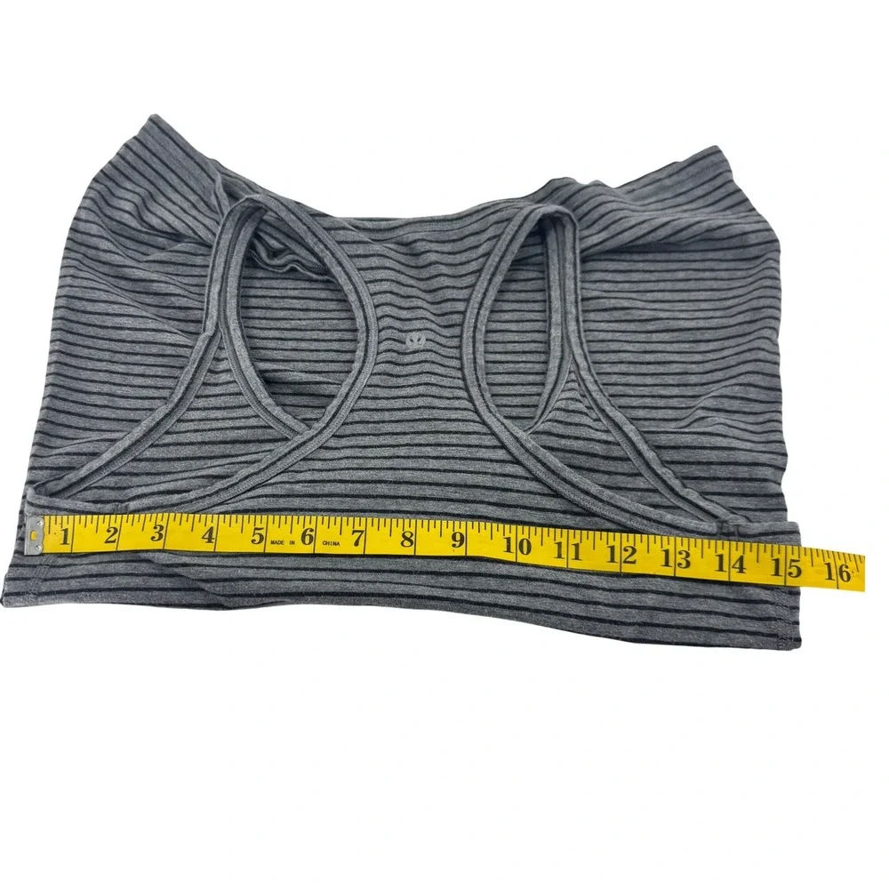 Lululemon Striped Racerback Tank Top Grey Black Slim Fit Activewear Womens S - Picture 5 of 10